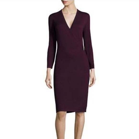 NWT Calvin Klein Buckled Faux Wrap Sweater Dress - Picture 1 of 7